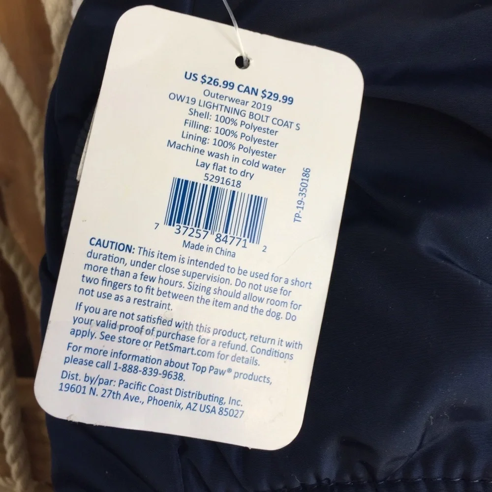 Top Paw Lightning Bolt Coat, Small
